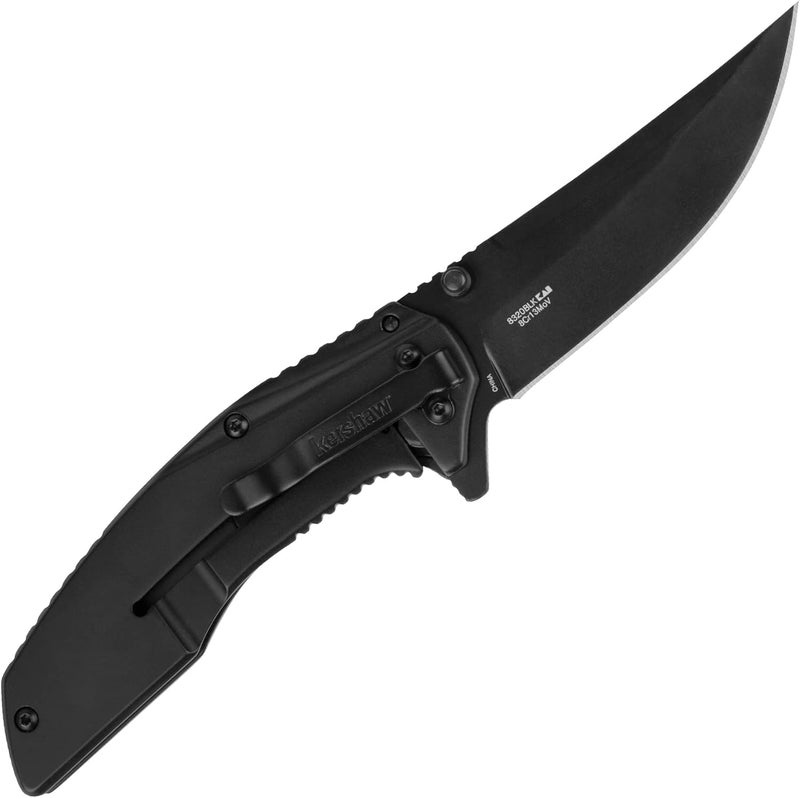 Kershaw Olive Outright Folding Pocket Knife, 3 inch 8Cr13MoV Stainless Steel Blade, Pocketclip - Image 4